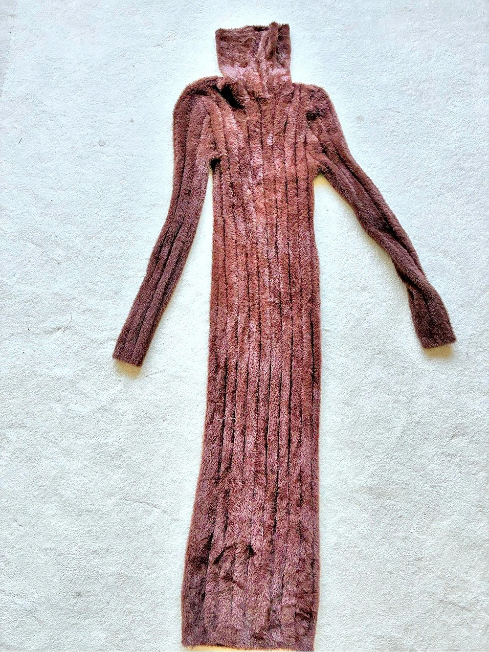 Brown Ribbed Turtleneck Maxi Dress Like New